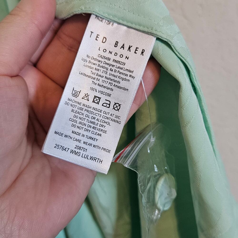 Ted Baker LULWRTH Green Button Front Waterfall Midi Skirt w/Split Ted 2 US 6 - Picture 8 of 12